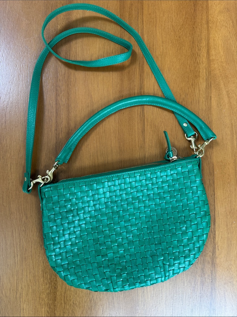 Clare V Petit Moyen - Green Woven checker - Picture 4 of 7